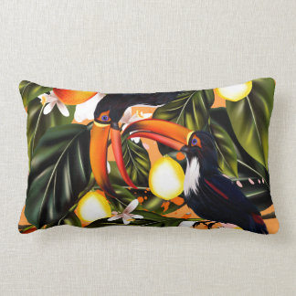 Tropical paradise. Toucans and citrus Lumbar Pillow