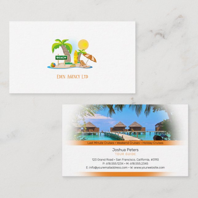 Tropical Paradise | Tourism Travel Agent Business Card (Front/Back)