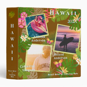 Tropical Paradise Travel Memory Photo Brown 3 Ring Binder