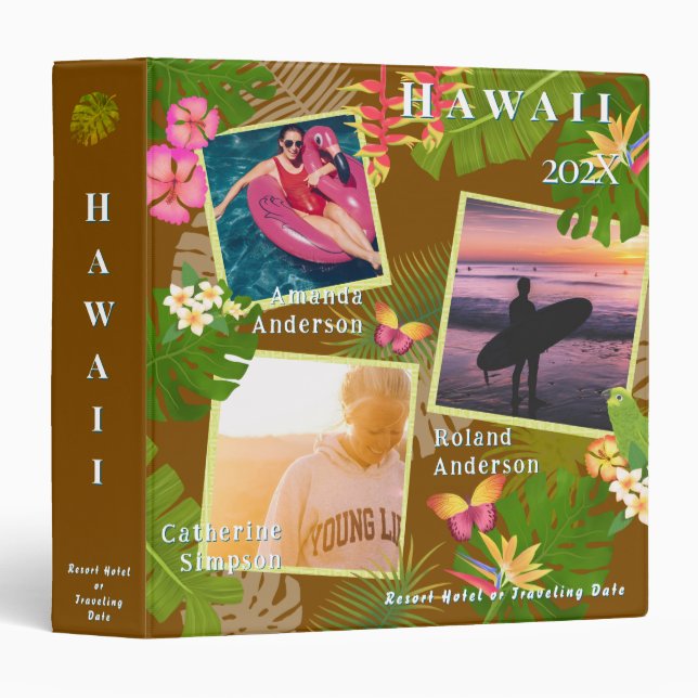 Tropical Paradise Travel Memory Photo Brown 3 Ring Binder (Front/Spine)