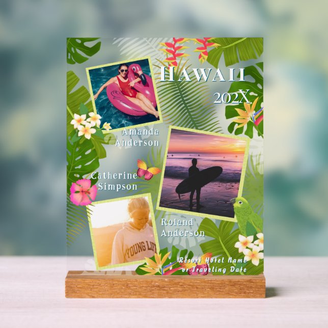 Tropical Paradise Travel Memory Photo Sea Acrylic Sign (Neutral)