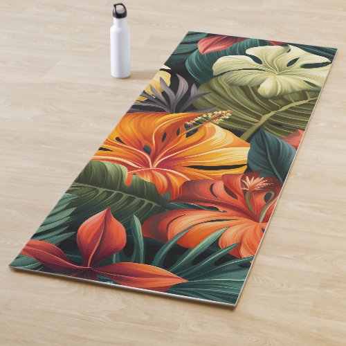 Tropical Paradise Vibrant Blooms  Yoga Mat