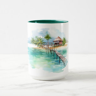 Tropical Paradise Watercolor Mug Maldives Edition