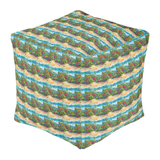 Tropical Paradise Watercolor Pattern Pouf