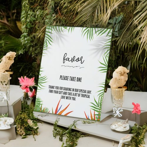 Tropical Paradise Wedding Pedestal Sign with Palm 