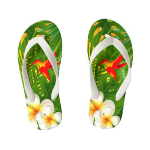 Tropical Paradise with a Hummingbird Kid's Flip Flops