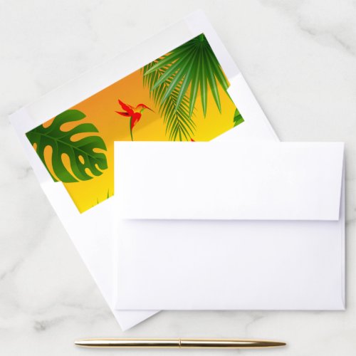 Tropical Paradise with Little Hummingbirds Envelope Liner