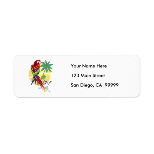 Tropical Paradise with Macaw and Cruise Ship Label