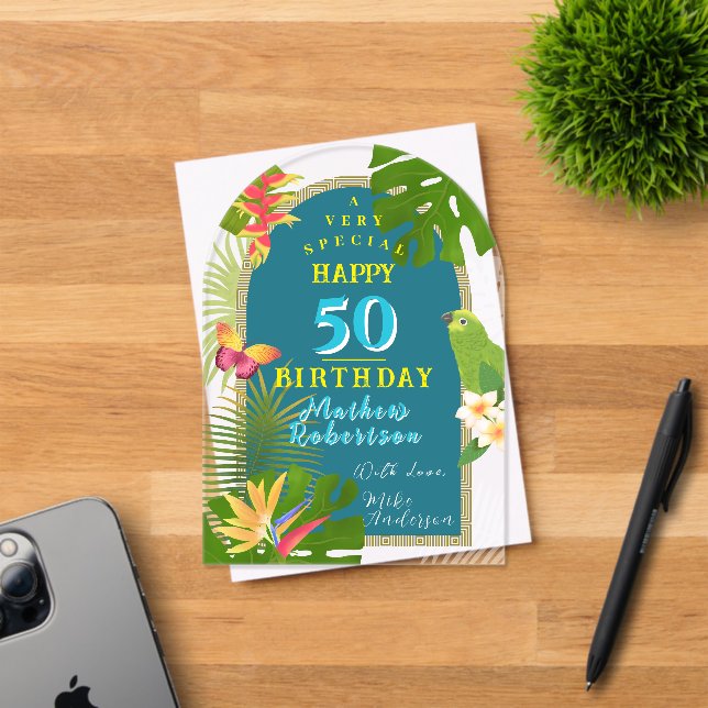 Tropical Paradise Yearly Birthday Card Acrylic Invitations (Insitu (Invitation Card))