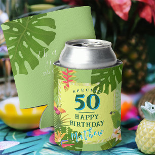 Tropical Paradise Yearly Birthday Green Can Cooler