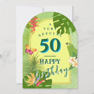 Tropical Paradise Yearly Green Birthday Card