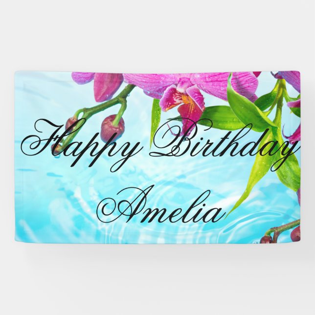 tropical paradise,zen,peace,orchid,blue water,yoga banner (Horizontal)
