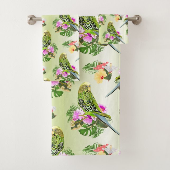 Tropical Parakeets Bath Towel Set (Insitu)