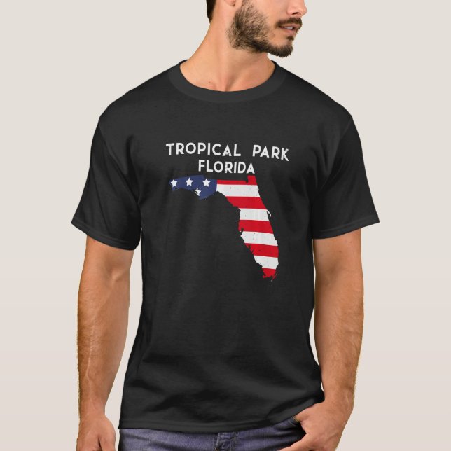 Tropical Park Florida USA State America Travel Flo T-Shirt (Front)