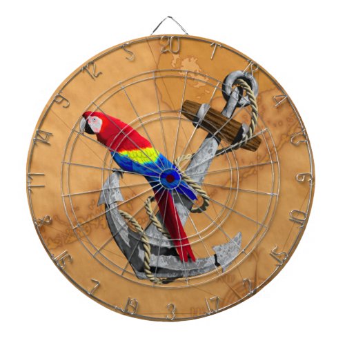 Tropical Parrot And Anchor Dart Board