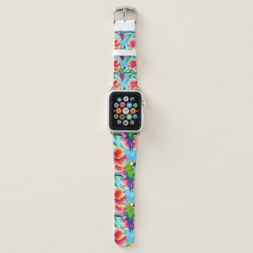 Tropical Parrot and Flower Pattern  Apple Watch Band