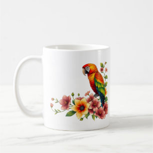 Tropical Parrot and Flowers Coffee Mug