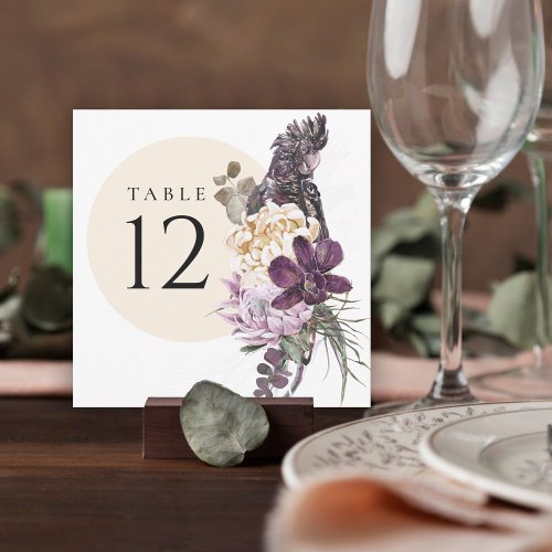 Tropical Parrot and Protea Table Number Cards