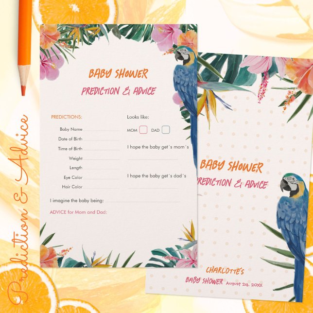 Tropical Parrot Baby Shower Prediction Advice Game (Tropical Parrot Baby Shower Prediction Advice Game ©Susanne Sachers - Sunny Mind 🌞)
