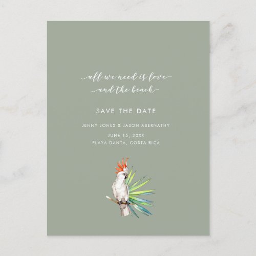 Tropical Parrot Beach Wedding Save the Date Announcement Postcard