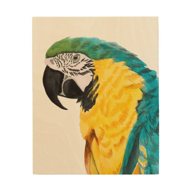 Tropical Parrot Bird Wood Wall Art (Front)