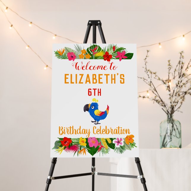 Tropical Parrot Birthday Celebration Foam Board (In Situ (Stand))
