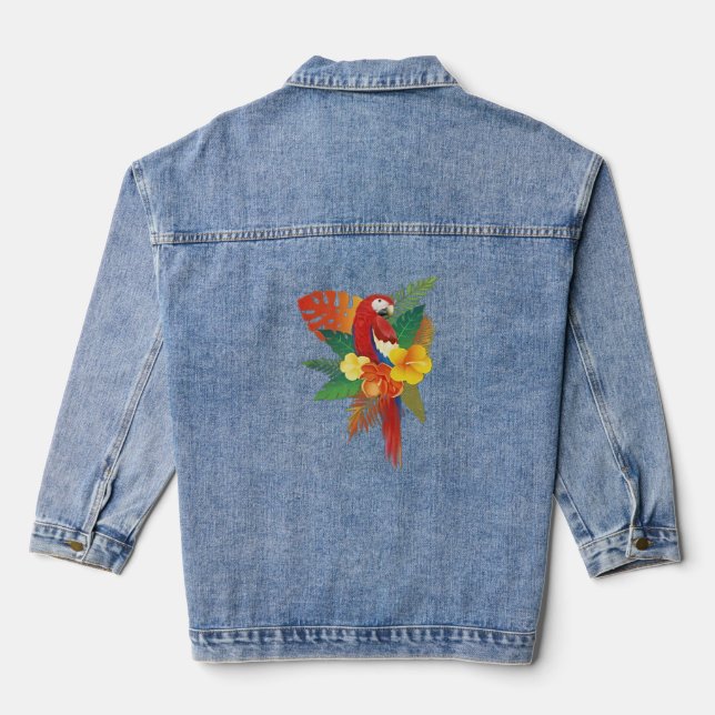 Tropical Parrot Bloom Denim Jacket (Back)