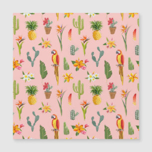 Tropical Parrot, Cactus Vintage Pattern.