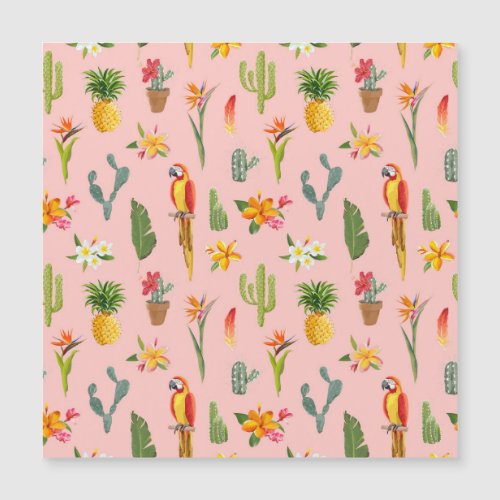 Tropical Parrot Cactus Vintage Pattern
