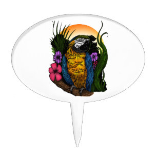 Tropical Parrot Cake Topper