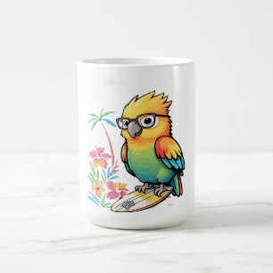 Tropical Parrot Chill Vibes – Sunset Beach Coffee Mug
