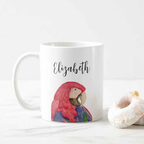 Tropical Parrot Colorful Macaw Drawing Coffee Mug