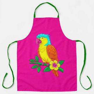 Tropical Parrot Floral All-Over Print Apron