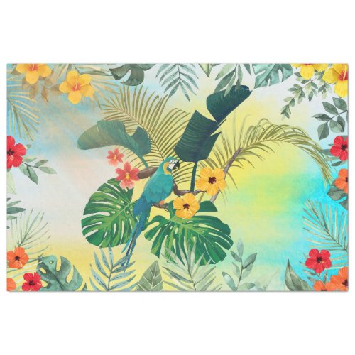 Tropical Parrot Floral Leaves DecoupageTissue Tissue Paper