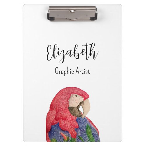 Tropical Parrot Illustration Colorful Macaw Clipboard