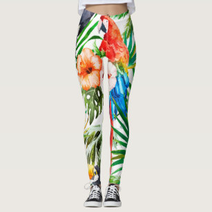 Exotic Tropical Birds Parrots Hawaii Print Leggings