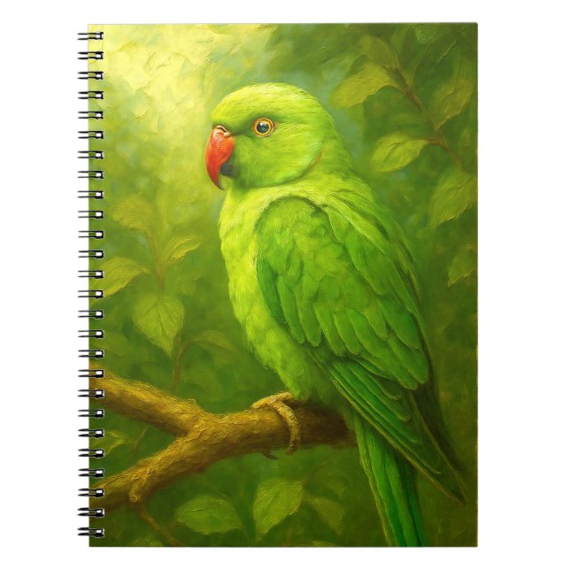 tropical Parrot Notebook - Green Bird Journal (Front)