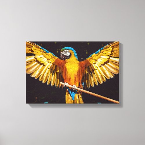 Tropical Parrot On A Perch Canvas Print