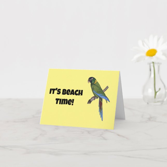 Tropical Parrot Painting for Bird or Beach Lovers Card (Small Plant)