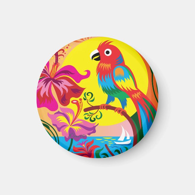 Tropical Parrot Paradise Magnet (Front)