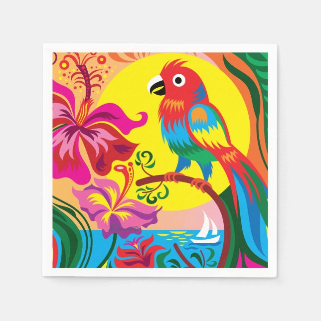 Tropical Parrot Paradise Napkins (Front)