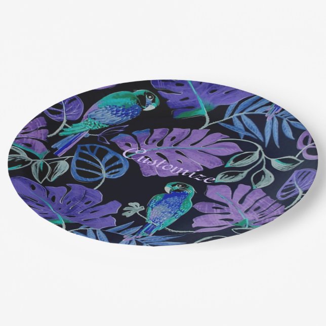 Tropical Parrot Paradise Paper Plates (Angled)