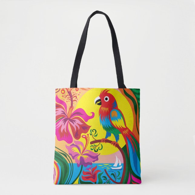 Tropical Parrot Paradise Tote Bag (Front)