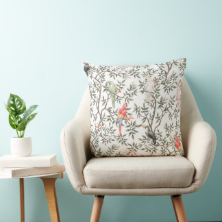 Tropical Parrot Pattern Throw Pillow