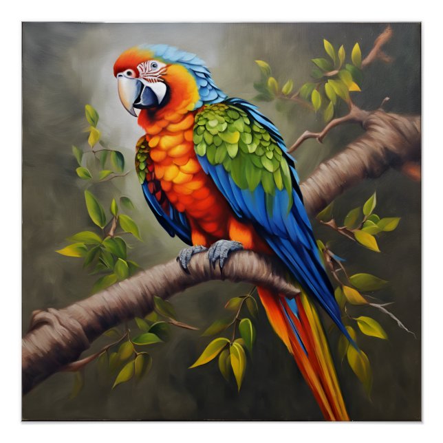 Tropical Parrot Print Lush Jungle Wall Art (Front)