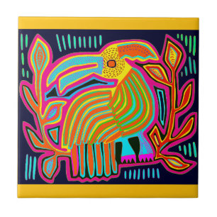 Tropical Parrot - Red Orange Yellow Blue Ceramic Tile