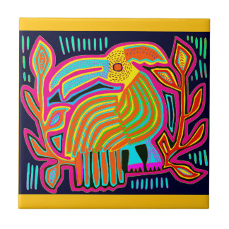 Tropical Parrot - Red Orange Yellow Blue Ceramic Tile