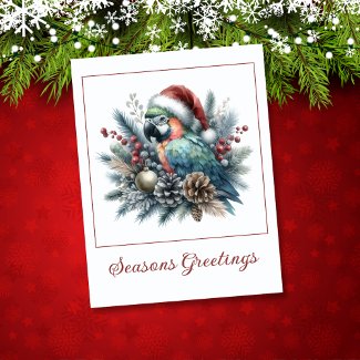 Tropical Parrot Seasons Greetings Christmas 