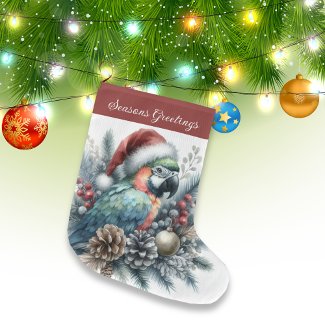 Tropical Parrot Seasons Greetings Christmas 