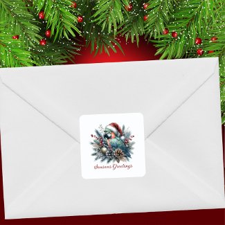 Tropical Parrot Seasons Greetings Christmas 
